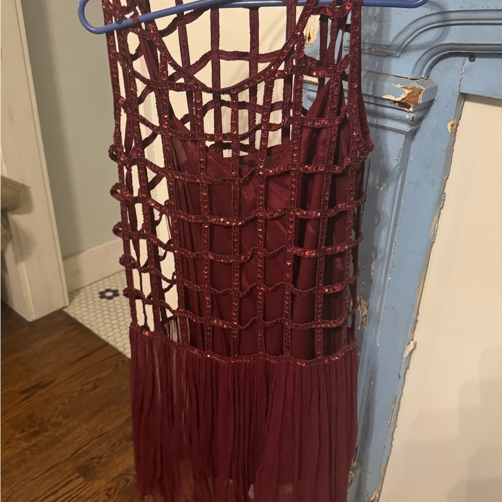 Free People Burgundy Mini Dress